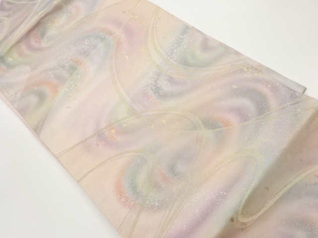 引箔曲線模様織出し暈し名古屋帯